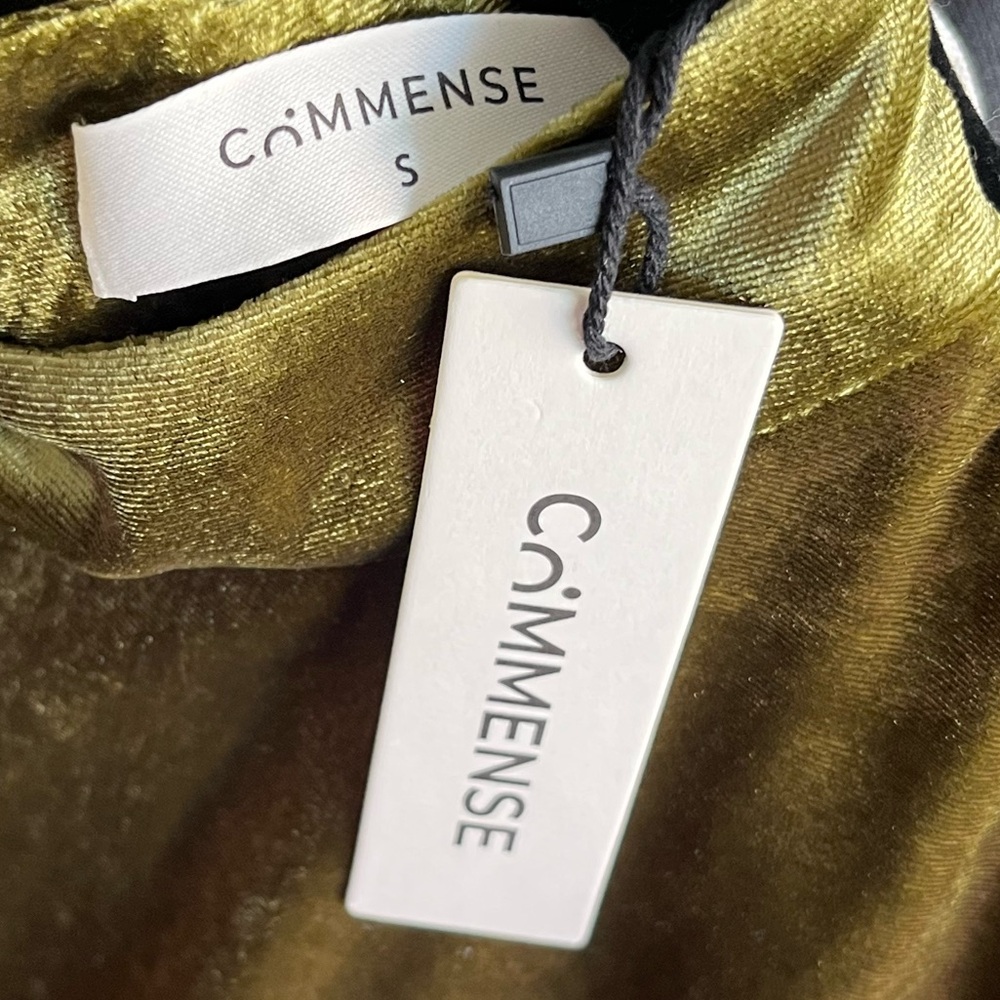NWT Commense Olive Velvet Lace-Trim Mini Dress - Picture 5 of 5